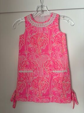 Lilly Pulitzer Girls' Pink Flamingo Print Shift Dress size 6
